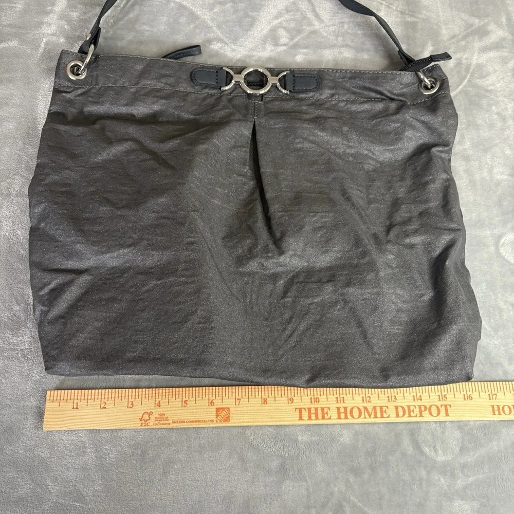Banana Republic Metallic Canvas Large Hobo Bag Women's Dark Gray Silver Carryall